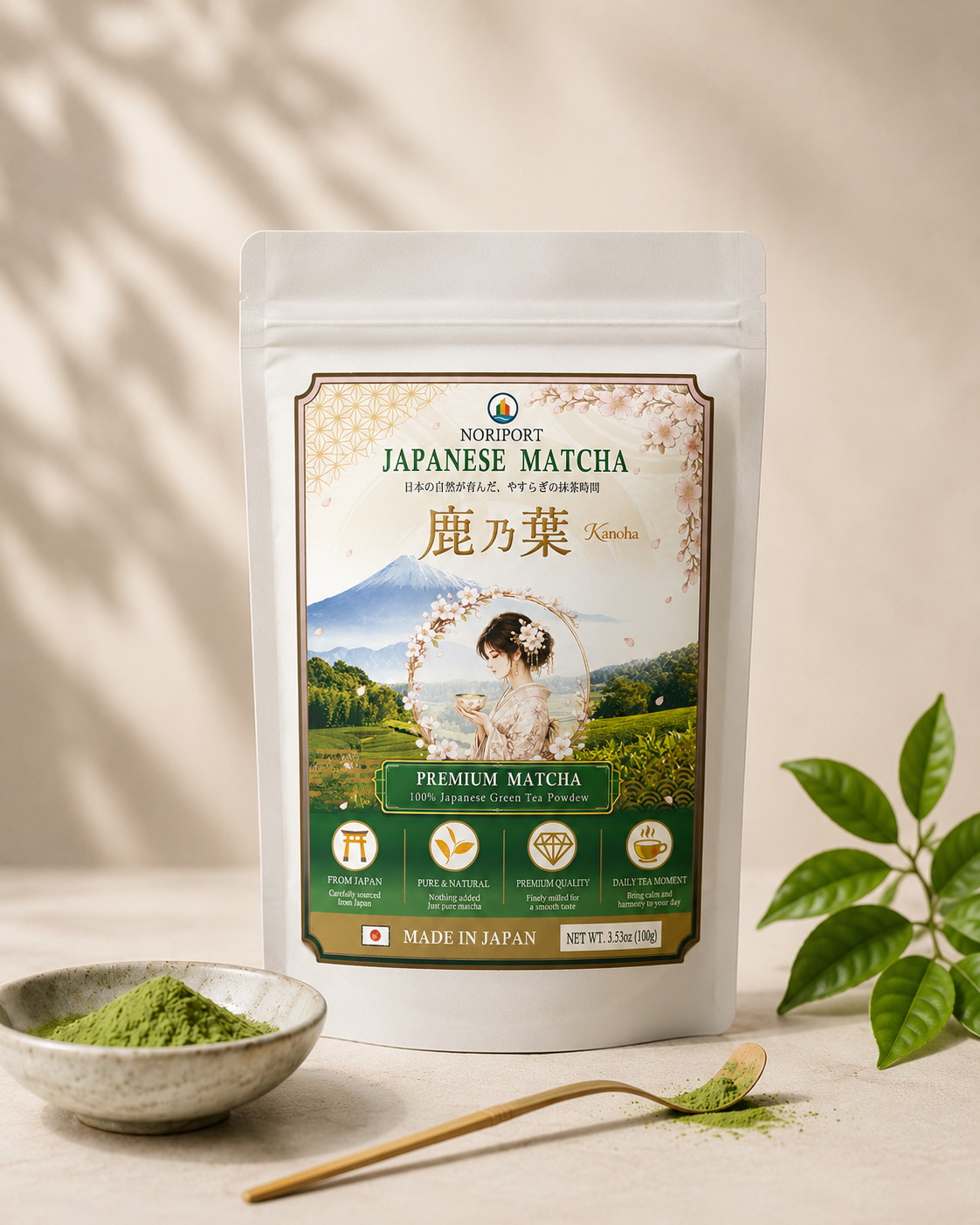 KANOHA matcha product pouch concept